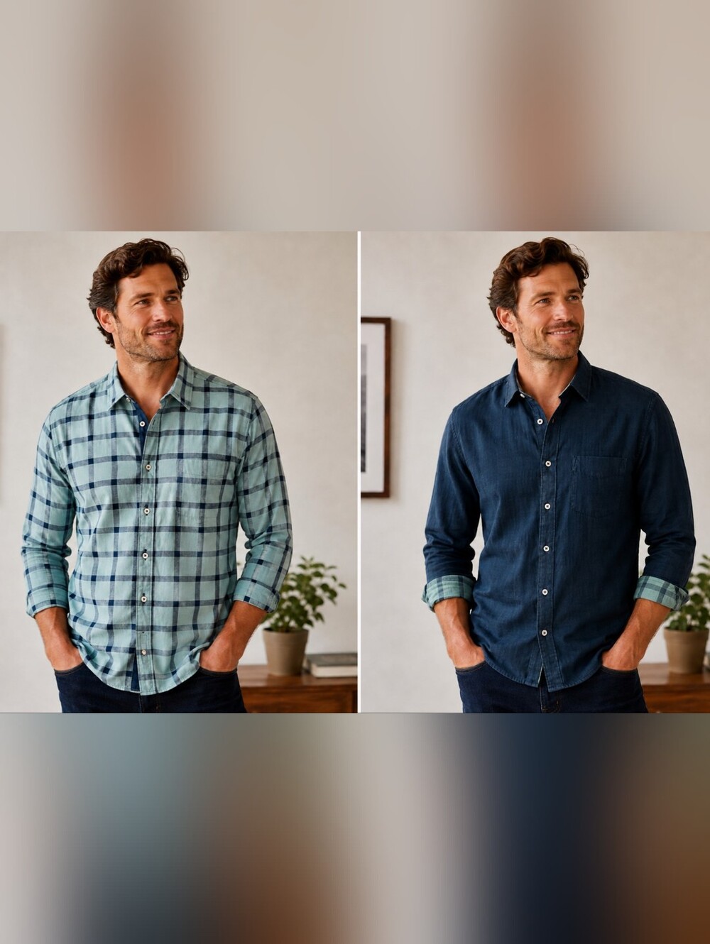 Goodfellow & Co - Men's Reversible Long Sleeve Button-Down Shirt Green Large NWT